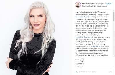 Jenny Strebe Instagram post #positiveinfluencer