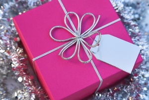 An image of a pink gift package