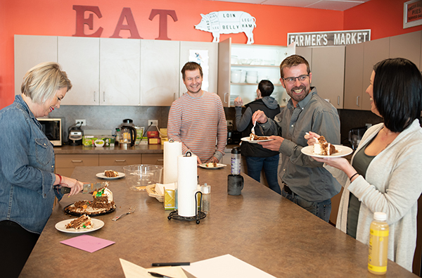 An image of PAC lunchroom and staff