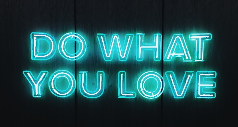 A neon sign saying do what you love