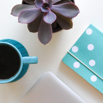 An image of succulent, coffee, and notebook for AHP blog