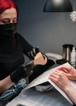 A stock image of manicurist providing service