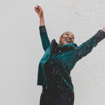 african american woman celebrating