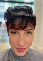 Woman receiving a bowl haircut