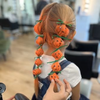 Finished pumpkin hairstyle.