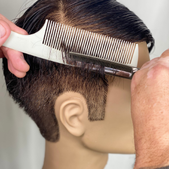 Scissor over comb technique
