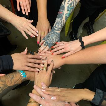 hairdressers' hands together