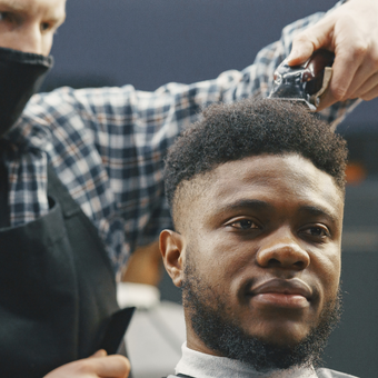 male client getting haircut