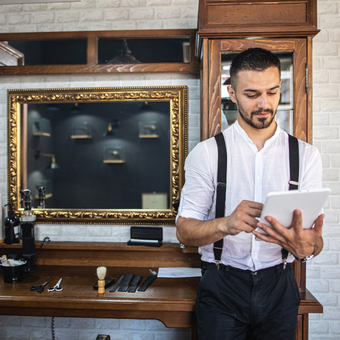 Barber with tablet