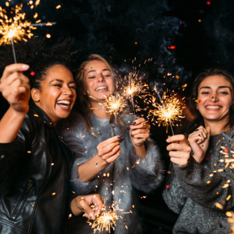 People celebrating with sparklers