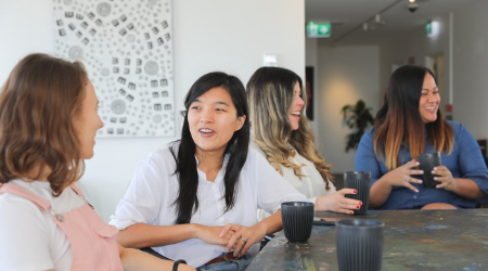 Women gathered over coffee