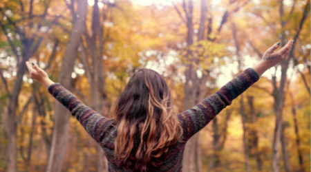 Woman connecting with nature