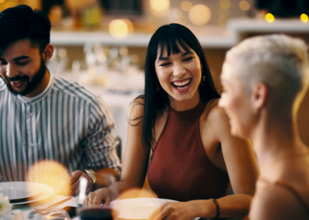 An AHP member mingles at a networking event for hairstylists.